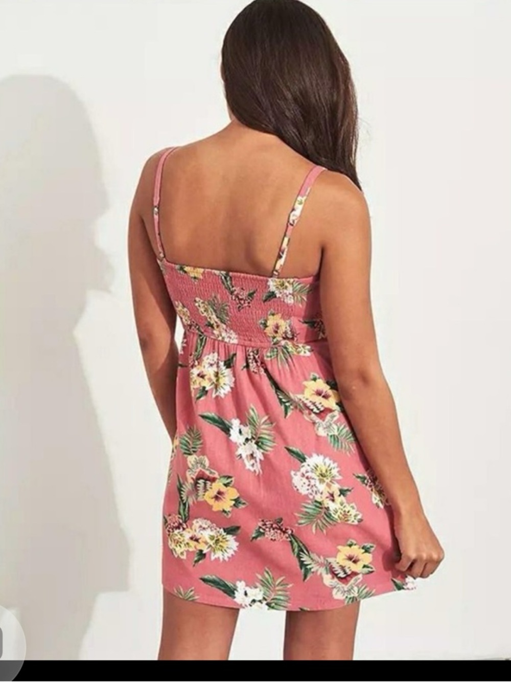 Hollister linen blend Pink Floral Tie-Front Mini Dress - Picture 2 of 12